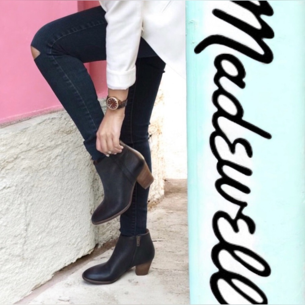 MADEWELL BILLIE black leather ankle boots women’s booties SHOES size 8